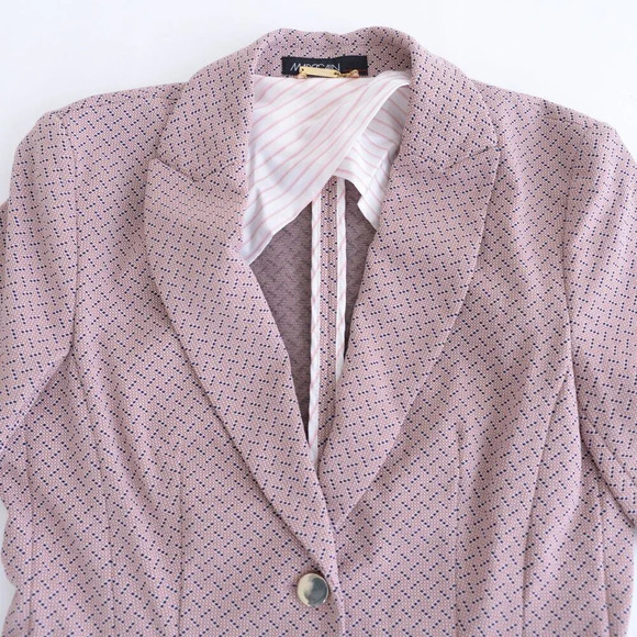 Marc Cain Dusty Pink w Navy Double Button Blazer Size 2 - Picture 10 of 12